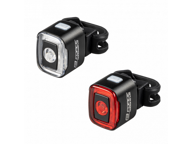 Blikačky sada FORCE FLEA 200 LM, USB přední+zadní