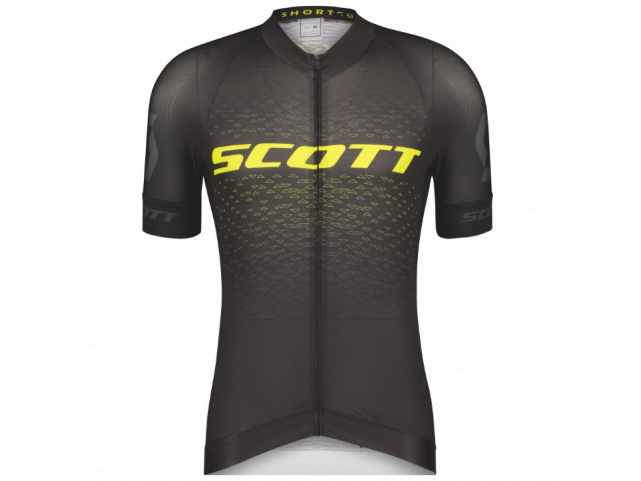 Cyklistický dres SCOTT RC Pro kr. rukáv black/sulphur yellow