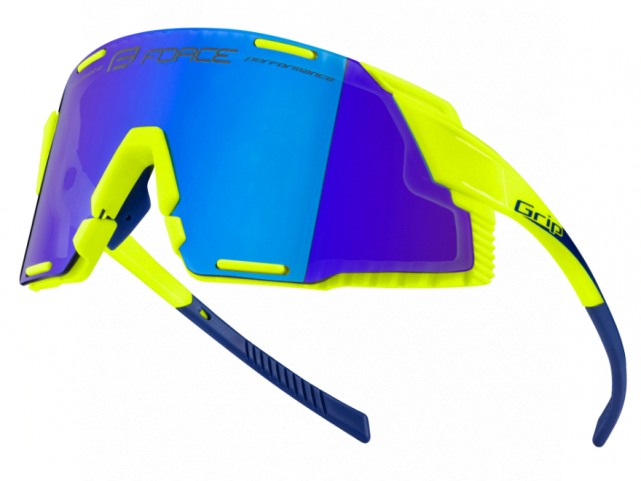 Brýle FORCE GRIP fluo, modré revo sklo