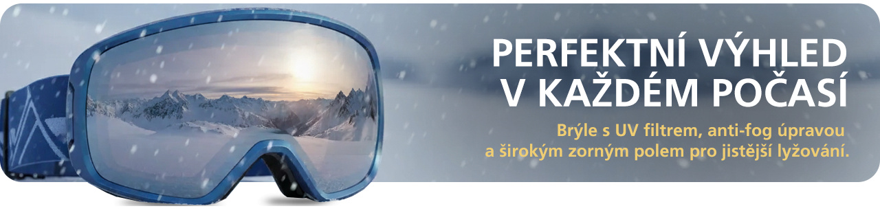 Brýle s UV filtrem, anti-fog úpravou a širokým zorným polem pro jistější lyžování.