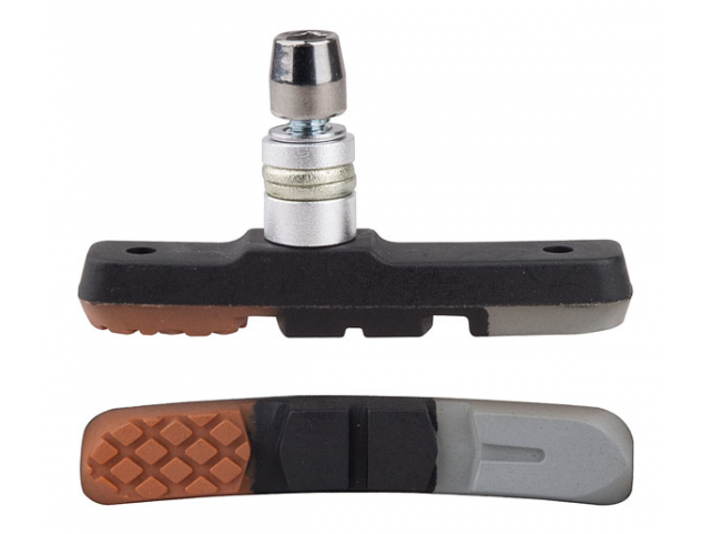 Brzdové špalíky PRO-T V-brake třísměsová Color, šedo-oran-černa