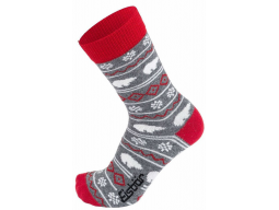Ponožky Eisbär EASYLIFE JACQUARD grey mel/red