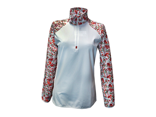 Mikina VIST Yang T-Neck White Flower Print 