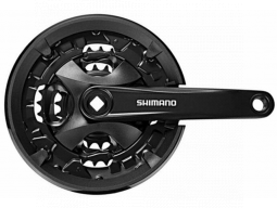 Kliky SHIMANO FC-MT101-L, 170mm, 40-30-22 zubů, černé, s krytem, 9 speed, pro osu čtyřhran