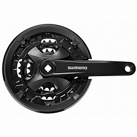 Kliky SHIMANO FC-MT101-L, 170mm, 40-30-22 zubů, černé, s krytem, 9 speed, pro osu čtyřhran
