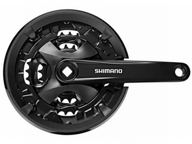 Kliky SHIMANO FC-MT101-L, 170mm, 40-30-22 zubů, černé, s krytem, 9 speed, pro osu čtyřhran